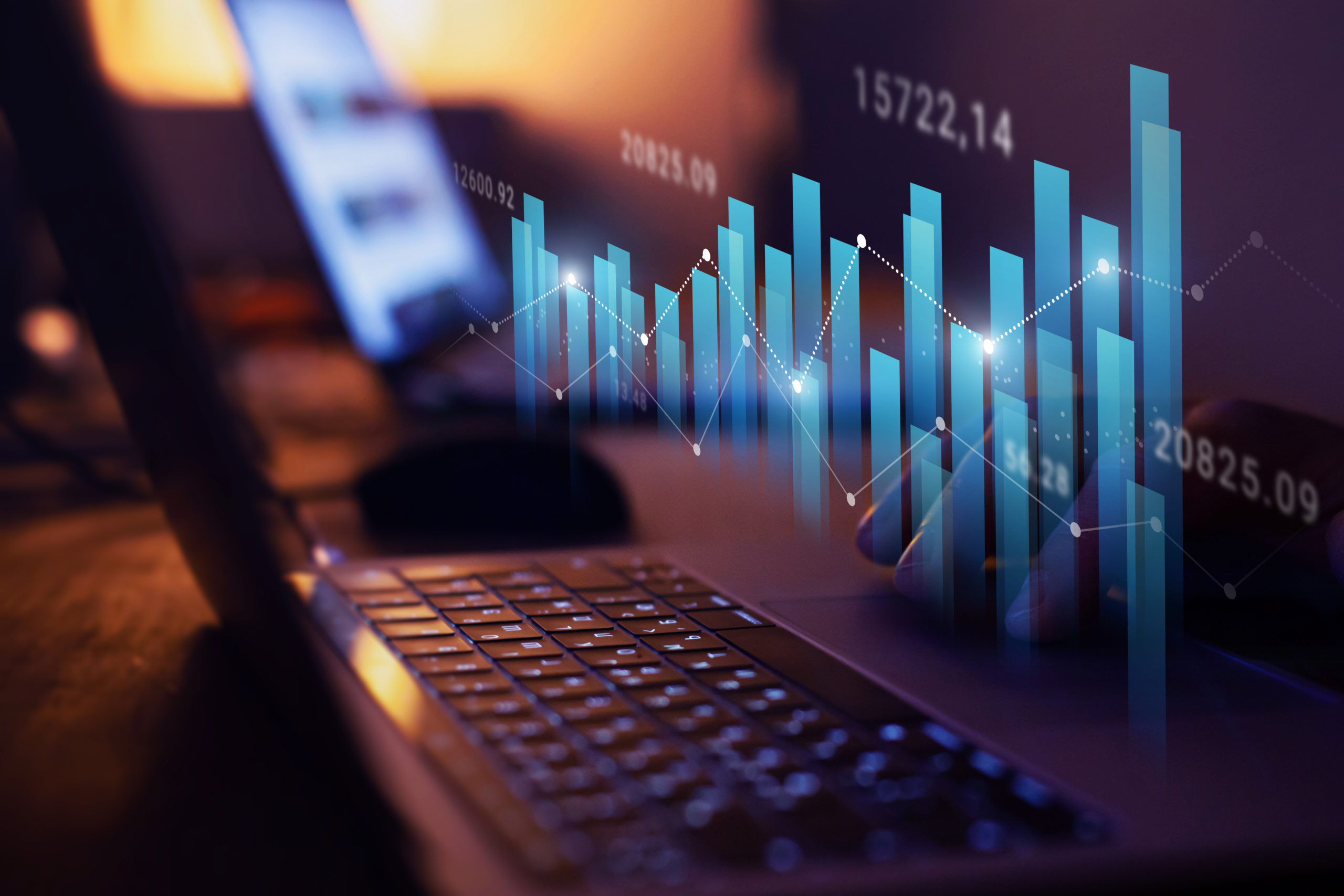 growth in business and finance, growing graphs and charts computer-image